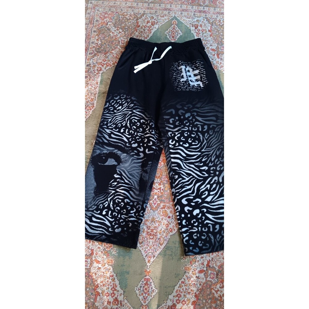 Mixed Emotion Striped Cheetah Print Men's Sweat Pants Size S